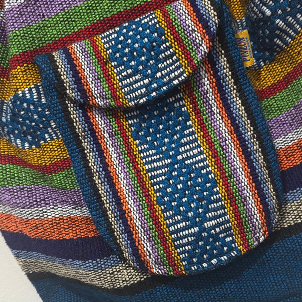Pinzon Aztec Woven Drawstring Boho Hippie Colorful Backpack - Picture 4 of 10